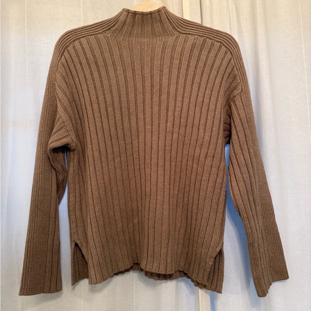 Taupe Ribbed Mockneck Sweater - Abercrombie & Fitch